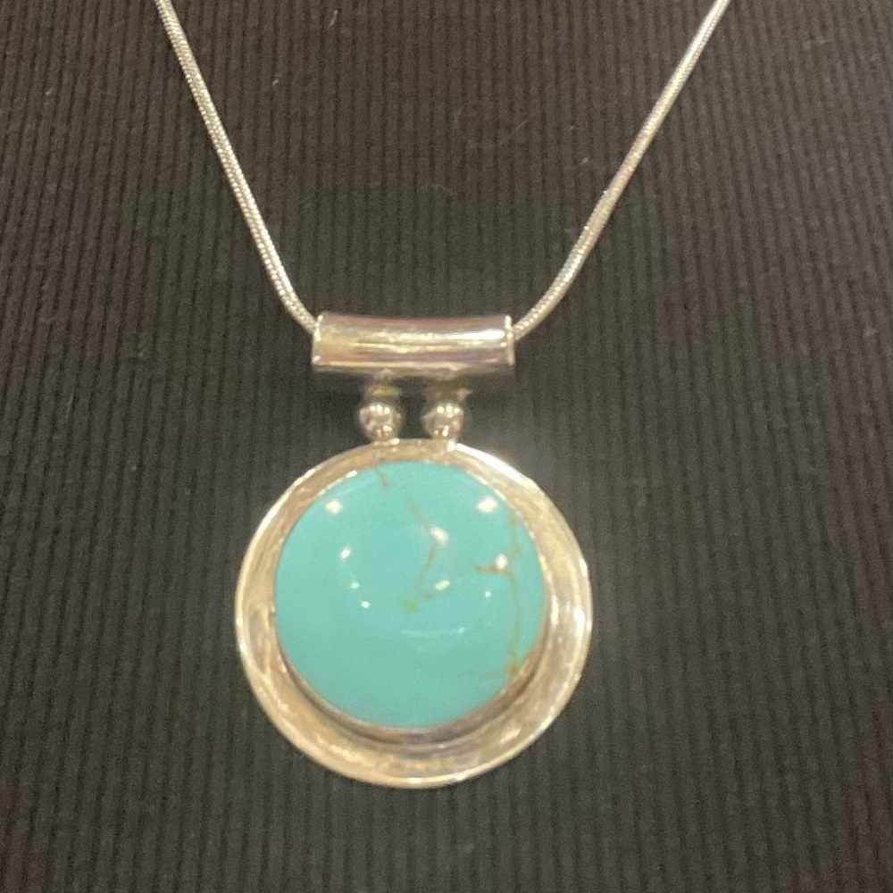 Elegant Turquoise and Sterling Silver Pendant